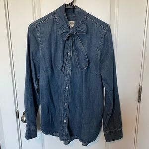 Denim J.Crew Tie-Neck Button-Down Shirt